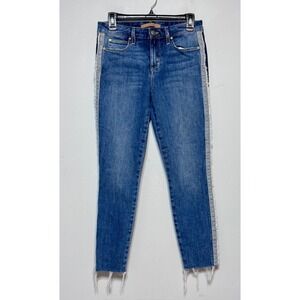 Joe's Jeans The Icon Mid Rise Crop Size 27 Raw Hem Contrast Side Stripe Comfort‎